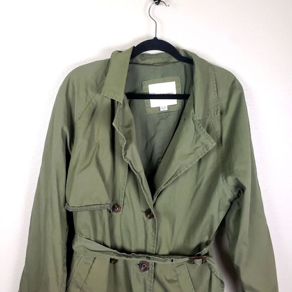 Women's American Eagle Olive Green Long Double Breasted Trench Coat Size XL - Picture 8 of 14